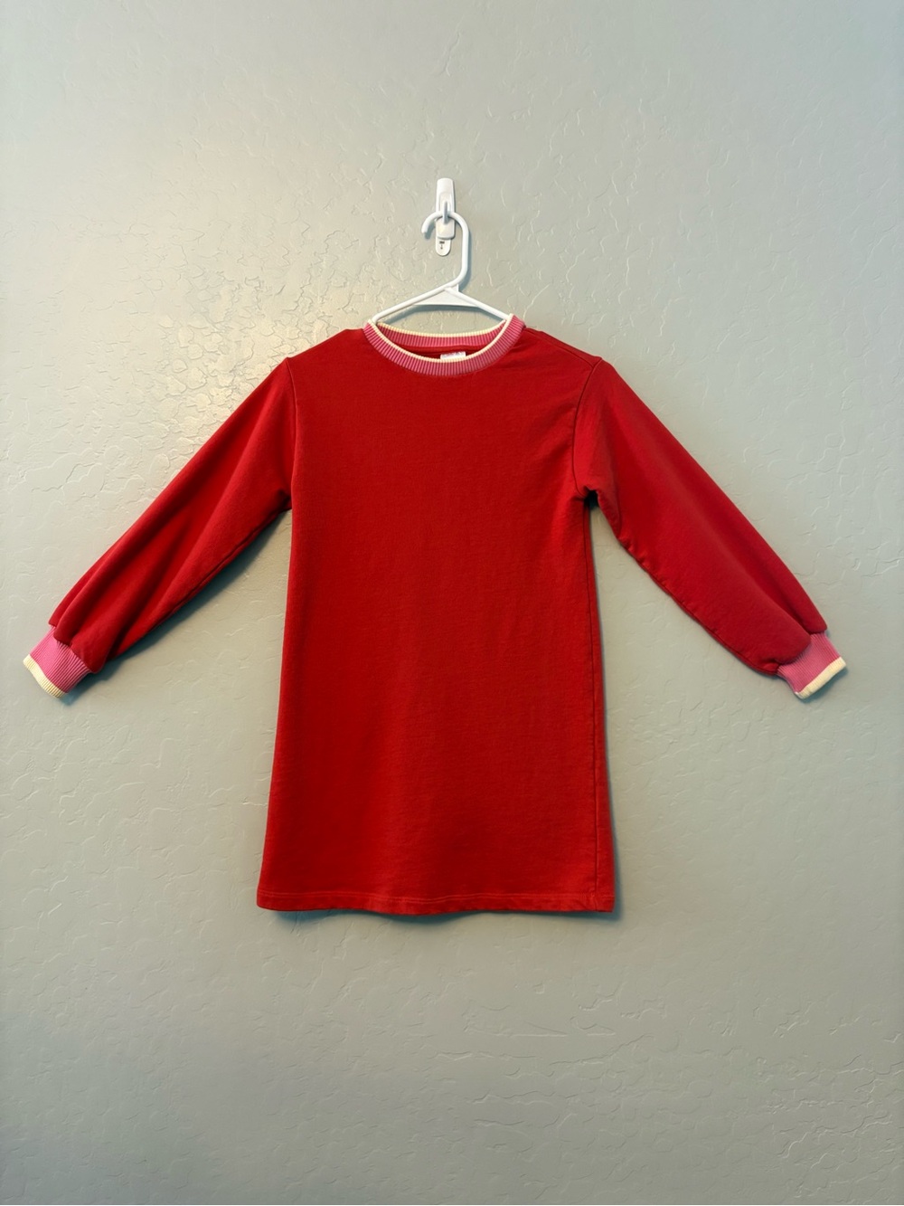 Hanna Andersson long sleeve French terry dress in poppy size 130 CM US 8